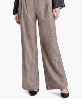 Steve Madden Camel Plaid Wide-Leg Trousers NWT